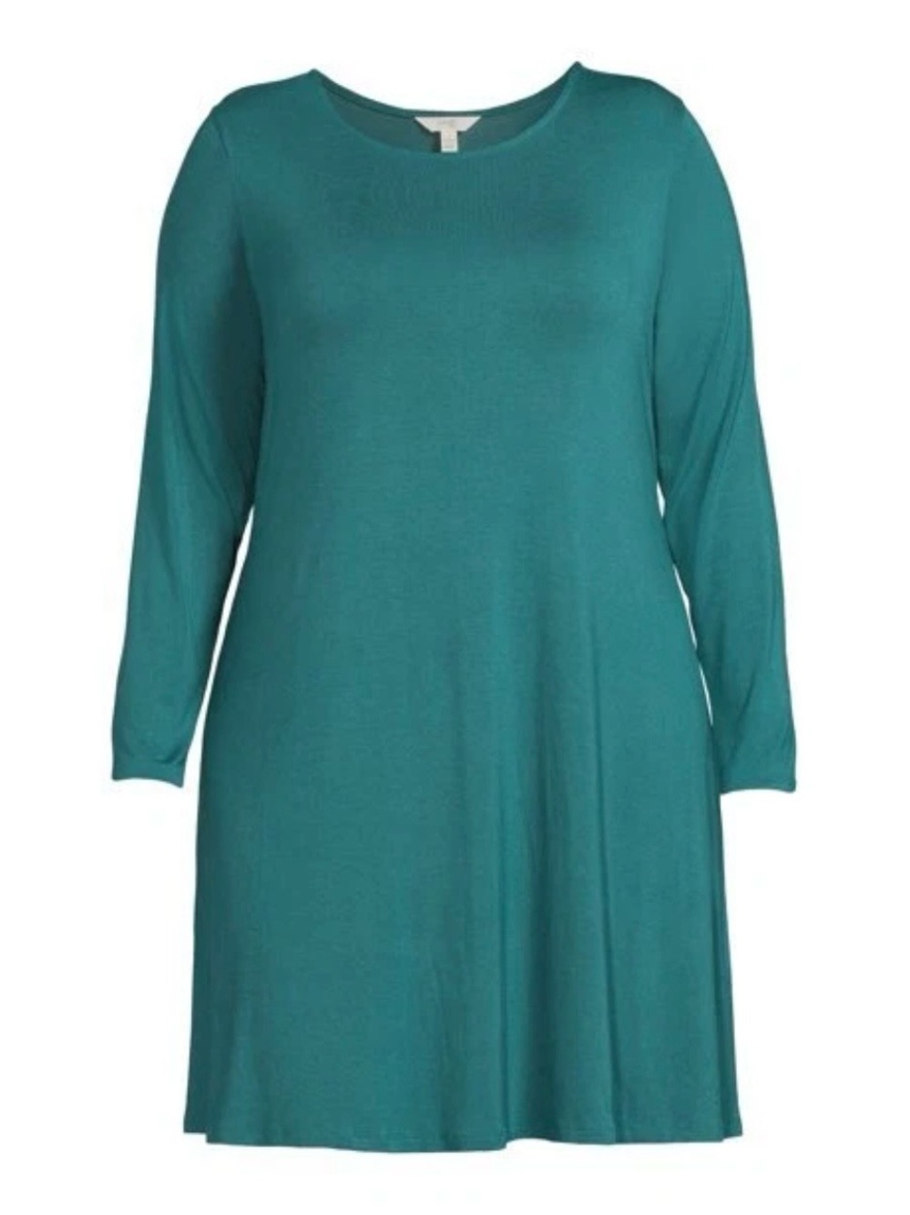 Terra & Sky Women's Plus Size Long Sleeve Knit Swing Dress + Pockets
